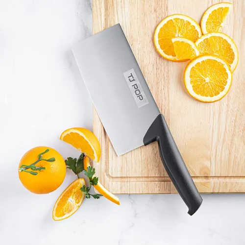 Vista 7 de TJ POP Cuchillo chino de carnicero de 7.5 pulgadas, cuchillo de cocina, cuchillo de carnicero de acero inoxidable 420HC, espesor de hoja de 2.5 mm