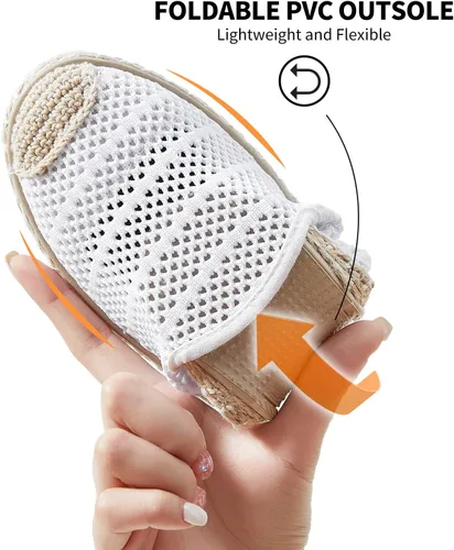 Vista 3 de BABUDOG Zapatos planos de malla transpirable para mujer, mocasines suaves, mocasines blancos sin cordones