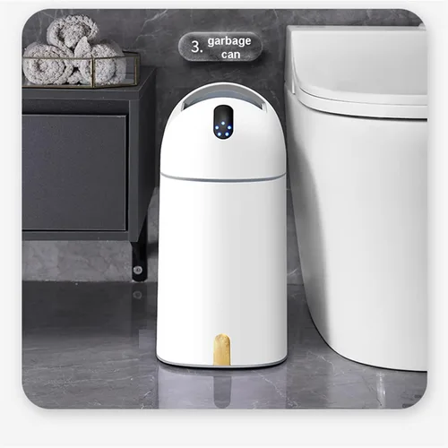 Vista 7 de HIHELO Cubo de basura inteligente para baño, cubo de basura eléctrico automático de inducción con tapa, contenedor de basura con sensor de gran