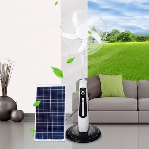 Vista 2 de Ventilador solar recargable solar de 16 pulgadas 12 V CC CC con panel solar carga USB y luz LED, control remoto ventilador solar portátil de 5 aspas