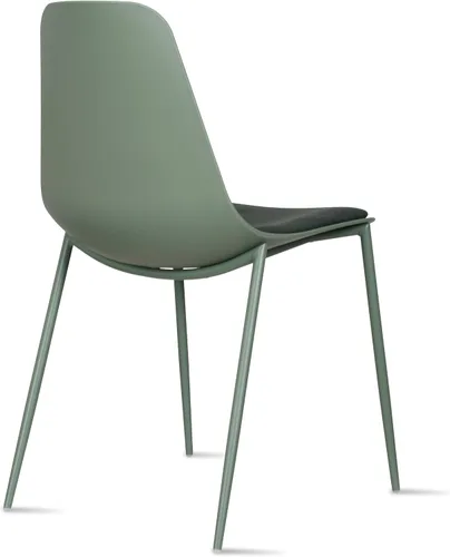 Vista 7 de 2xhome Silla moderna de cocina y comedor Cojín acolchado de tela Patas de metal y asiento de plástico sin brazos Oficina Interior Patio Café