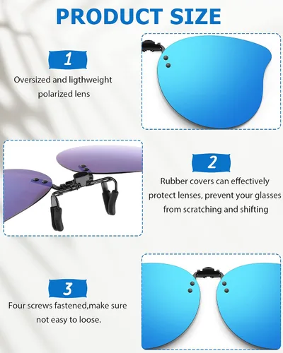 Vista 4 de 3 pares de lentes de sol polarizados con clip de ojo de gato, lentes de sol abatibles, lentes de sol ligeros con clip de metal sin montura para mujer