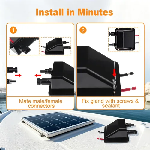 Vista 8 de Caja de prensaestopas solar de doble cable con cable de extensión solar suave 10AWG de 0.33 pies, glándula de entrada solar de ABS impermeable