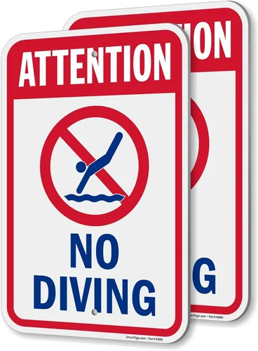 Vista 11 de SmartSign Letrero "Attention - No Diving" Aluminio de 12 x 18 pulgadas