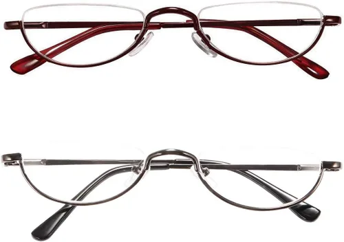 Vista 21 de Gafas de Lectura de Media Montura - 4 Pares de Gafas con Marco de Metal de Media Montura con Bisagra de Resorte Lectores para Hombres y Mujeres