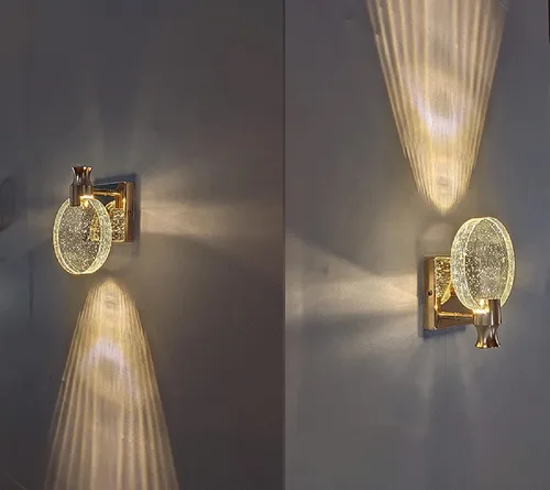 Vista 4 de Aomesinc Aplique de pared LED de cristal estilo nórdico, luces creativas simples para sala de estar, dormitorio, mesita de noche, tocador, baño