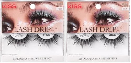 Vista 9 de KISS Pestañas postizas Lash Drip, Spiky X Boosted Volume, efecto hidratado de aspecto húmedo único, pestañas postizas reutilizables de varias (Icy)