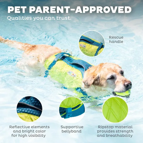 Vista 5 de Outward Hound Standley - Chaleco salvavidas deportivo para perros, de alto rendimiento, tejido antidesgarros Ripstop, para natación, navegación