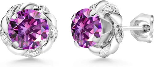Vista 382 de Gem Stone King Aretes de plata de ley 925 de 0.236 in con piedra natal redonda para mujer