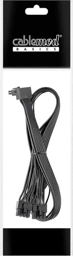 Vista 3 de CableMod Basics C-Series 12VHPWR Cable PCI-e de 90 grados StealthSense para Corsair - Variante A (negro, 16 pines a doble 8 pines, 23.6 in)