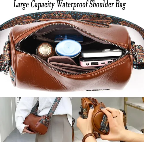 Vista 5 de FETNHU The Dawnegy Boston Fashion - Bolso cruzado de cuero, bolso Dawnegy, bolsa de almohada Boston, bolsa de mensajero de moda para mujer, Blanco