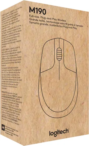 Vista 6 de Logitech Mouse inalámbrico M190 - Diseño de curva ambidiestro de tamaño completo, batería de 18 meses con modo de ahorro de energía, control preciso