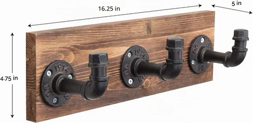 Vista 6 de MyGift Perchero y sombrero de madera quemada montado en la pared con 3