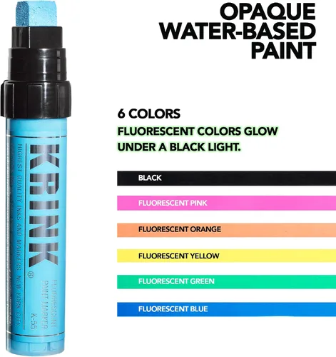 Vista 3 de Krink K-55 - Rotuladores de pintura acrílica para superficies lisas, de metal y pintadas, paquete de 6 unidades, vibrantes y opacos