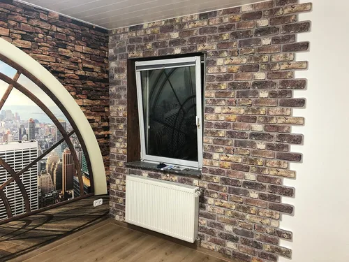 Vista 7 de Dundee Deco Paneles de pared 3D de imitación de ladrillo - Revestimiento, paneles de pared de aspecto de piedra gris y marrón, revestimiento