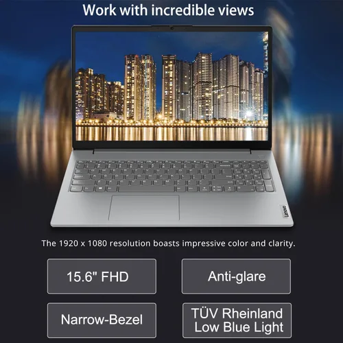 Vista 3 de Lenovo - Computadora portátil para el hogar, estudiante, negocios (15.6 pulgadas FHD, AMD Ryzen 5 7520U (> Intel i5-1235U), 8 GB de RAM, 512 GB