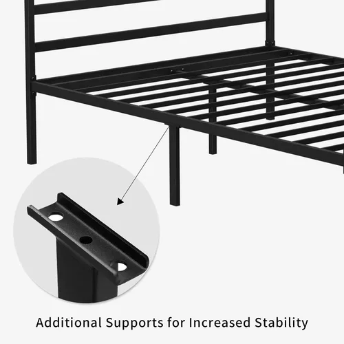 Vista 5 de YITAHOME Marco de cama de metal con dosel de cuatro pósteres, plataforma de cama de 14 pulgadas con cabecera incorporada, soporte de colchón
