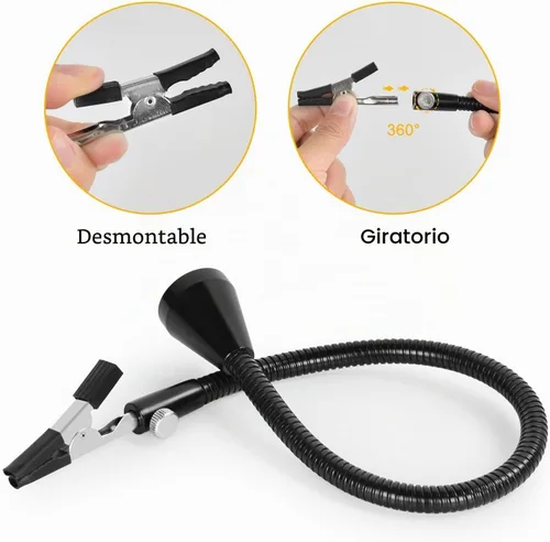 Vista 7 de Helping Hands - Soporte magnético para placa de circuito de soldadura, herramientas de tercera mano con lámpara de aumento LED 3X, soporte