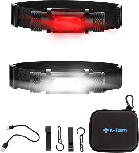 Vista 9 de PRO Roja y Blanca Linterna Recargable para la Cabeza. 1000 lúmenes, Batería de 3500 mAh Aprobada por UL, Luces de Cabeza Ultrabrillantes