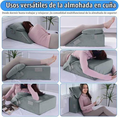 Vista 5 de HOMBYS Almohada ajustable que eleva las piernas, almohadas de elevación de piernas de espuma de alta densidad para después de la cirugía, almohada