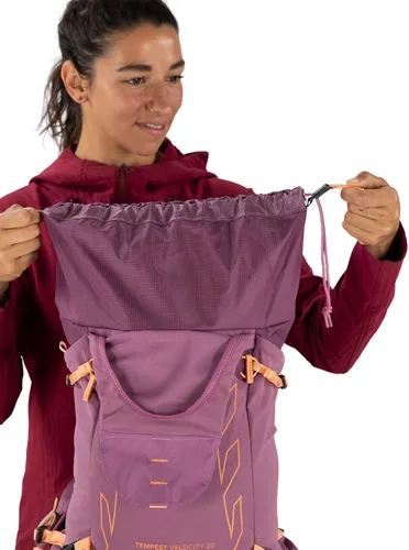 Vista 13 de Osprey Tempest Velocity 20L Mochila de senderismo para mujer, carbón oscuro/bronceado Chiru, WXS/S