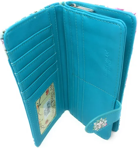 Vista 4 de Shag Wear Cartera grande de unicornio para mujeres y adolescentes, piel sintética vegana de 7 pulgadas, color verde azulado, verde azulado, Moderno
