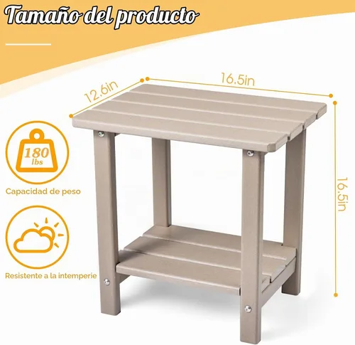 Vista 3 de Apolimi Adirondack - Mesa auxiliar para exteriores, mesa auxiliar de patio resistente de 2 niveles resistente a la intemperie, mesa auxiliar sólida