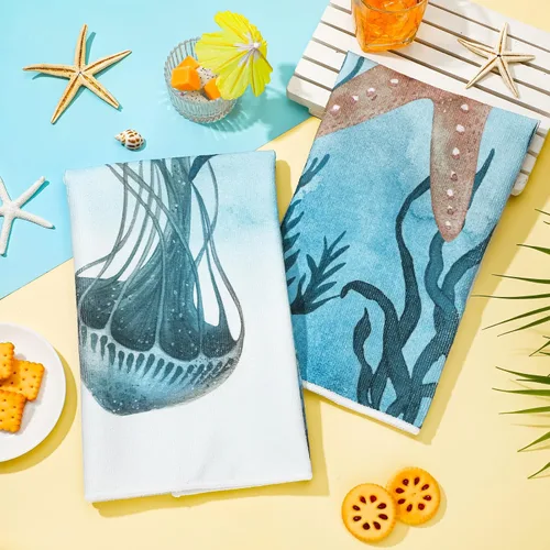 Vista 7 de Boyiee - Juego de 6 toallas de cocina de playa con temática marina, toallas de té náuticas con animales del mar, 60 x 40 centímetros, regalos