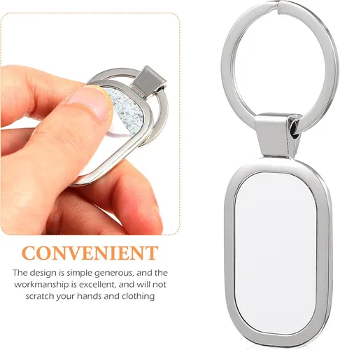 Vista 3 de ARTIBETTER 5 llaveros en blanco, llavero de transferencia de calor, llavero de metal DIY llavero en blanco con llaveros para hacer regalos, Plata 1
