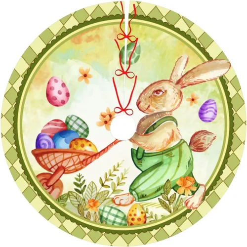 Vista 6 de Falda de árbol de Navidad con huevos de Pascua coloridos, 36" para Navidad, Halloween, Año Nuevo, decoración de fiesta, árbol de casa, alfombra