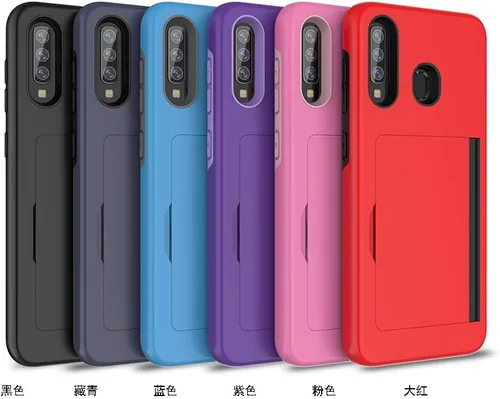 Vista 8 de Funda para Galaxy A50 con tarjetero, a prueba de golpes, funda protectora híbrida de silicona resistente para Samsung Galaxy A50, color negro