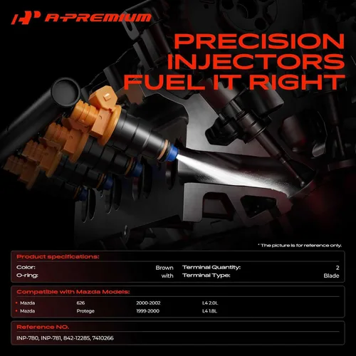 Vista 2 de A-Premium Inyectores de combustible compatibles con Mazda Protege 1999-2000 L4 1.8L, 626 2000-2002 L4 2.0L, gas, juego de 4
