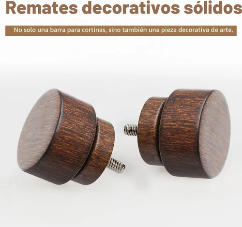 Vista 4 de Lootkell Redwood - Barras de cortina para ventanas de 28 a 48 pulgadas de diámetro, bohemio, decorativo, resistente, ajustable, con diseño de grano