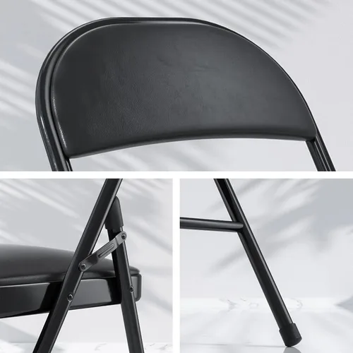 Vista 8 de SEALAMB Paquete de 10 sillas plegables negras con asientos acolchados y cojín, sillas plegables de metal duradero para bodas y fiestas, sillas