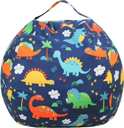 Vista 5 de LMYOVE Funda para silla puf de almacenamiento de animales de peluche para niños, juguetes de peluche organizados para niñas y niños