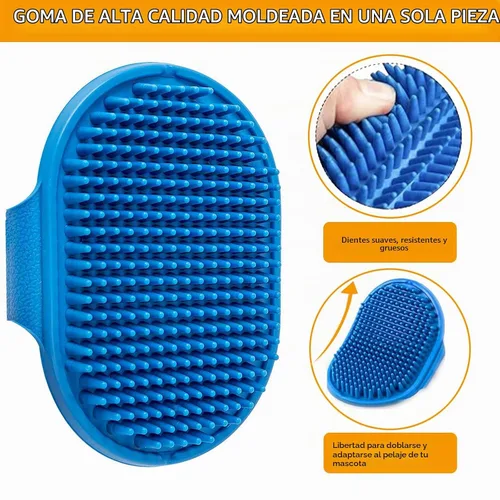Vista 4 de ROPO Cepillo de baño para perros, cepillo de champú para perros, peine de goma de masaje calmante con mango de anillo ajustable para perros y gatos