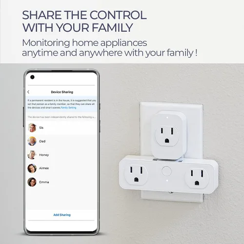 Vista 3 de eco4life Enchufe inteligente, mini salida WiFi, funciona con Alexa y Google Home, control de voz, control remoto de aplicación en cualquier lugar
