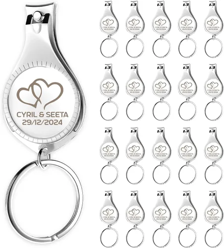 Vista 11 de Abrebotellas multifunción 4 en 1, cortauñas, recuerdos de boda, privado personalizado, plateado, regalos multiherramienta para hombres