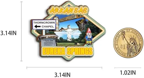 Vista 3 de Eureka Springs - Imán de madera para nevera, diseño de Arkansas USA en 3D, recuerdos coleccionables, decoración hecha a mano
