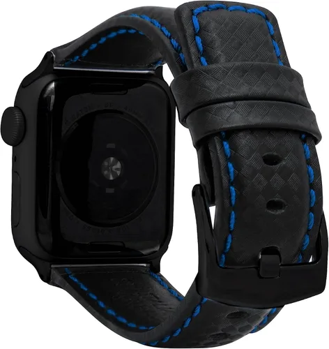 Vista 10 de Bandini Correa de cuero de fibra de carbono para hombre para Apple Watch de 1.732 in 1.772 in 1.654 in 1.614 in 1.575 in 1.496 in Ultra 1.929 in