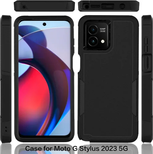 Vista 8 de Funda para Moto G Stylus 5G 2023: funda protectora de doble capa resistente para teléfono celular, a prueba de golpes, con protector de pantalla