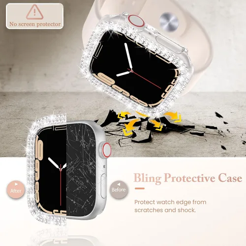 Vista 4 de Goton Paquete de 4 Fundas con Diamantes de Imitación para Apple Watch, Protector de 38mm para Series 3/2/1, Funda con Diamantes de Imitación