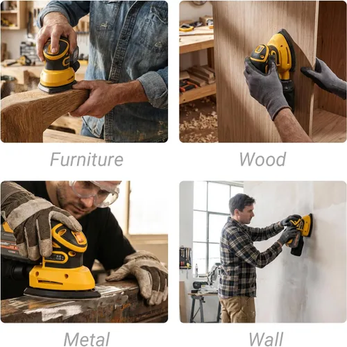 Vista 8 de Lijadora de detalles inalámbrica sin escobillas compatible con batería Dewalt de 20 V MAX (solo herramienta), lijadora de esquina ligera con caja