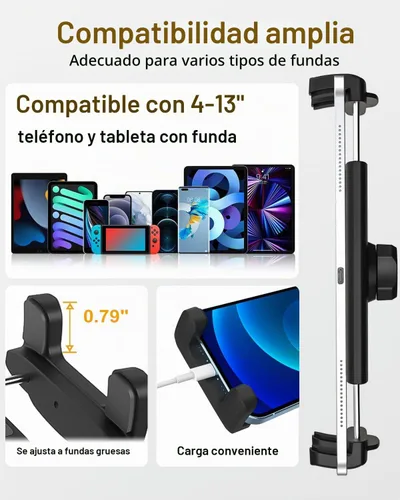 Vista 6 de Soporte para tablet con ranura para CD de automóvil con brazo ajustable, rotación universal de 360° para camión, reproductor de CD y tableta