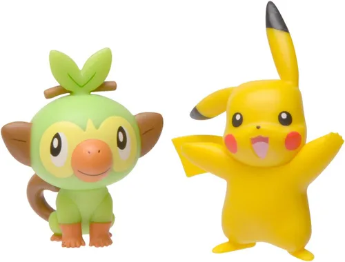Vista 2 de Pokemon ACCIÓN DE BATALLA DE LA ESPADA Y ESCUELO NUEVO Figura 2 Paquete - Pikachu y Grookey Figuras de 2 pulgadas Pikachu & Rooky