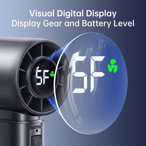 Vista 4 de Ventilador turbo portátil de mano, batería de ventilador personal de 4000 mAh funciona para 3-16 horas, recargable por USB, motor de alta velocidad