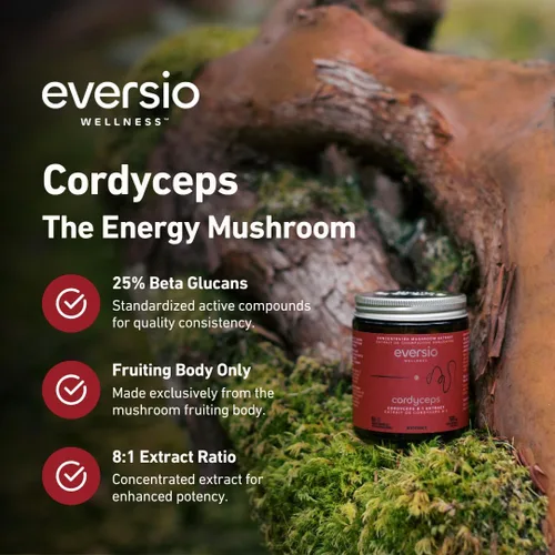 Vista 4 de Cápsulas Cordyceps orgánicas – Extracto de Cordyceps Militaris 8:1, 500 mg por cápsula – Suplemento de hongos para energía, resistencia y apoyo al