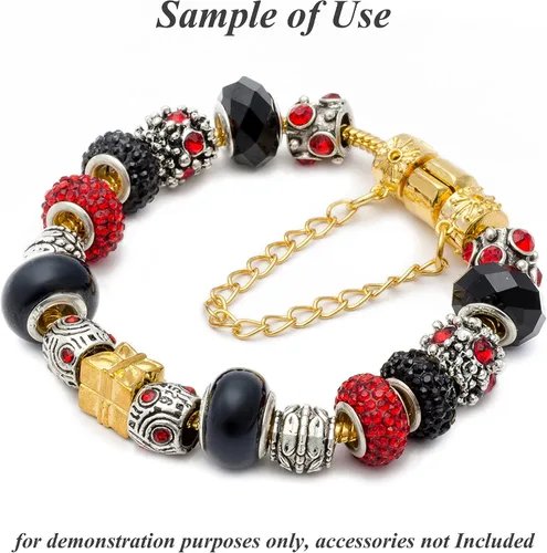 Vista 9 de RUBYCA Cuentas grandes de cristal checo con agujero grande para pulseras europeas (10 unidades, oro, 0.591 in)
