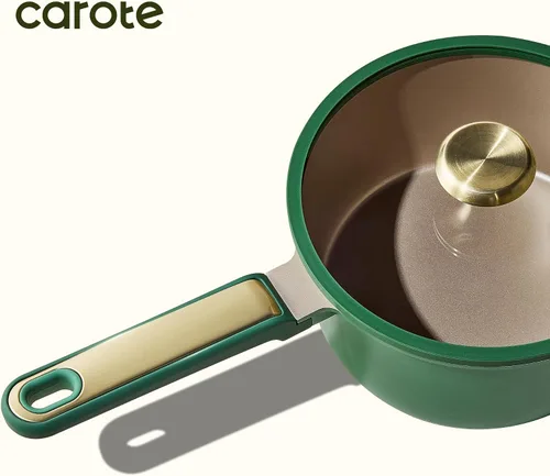Vista 5 de CAROTE Juego de ollas y sartenes, juego de utensilios de cocina antiadherentes, juego de cocina listo para inducción, no tóxico, verde