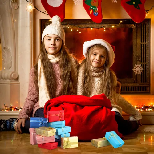 Vista 7 de Kenning Juego de 48 cajas de regalo vacías para joyas, cajas de regalo con lazo, cajas de regalo pequeñas con tapas, cajas de joyería de cartón
